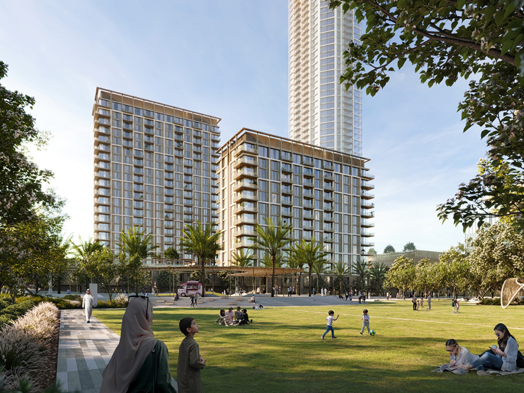 Aeon towers with the Creek Harbour skyline behind