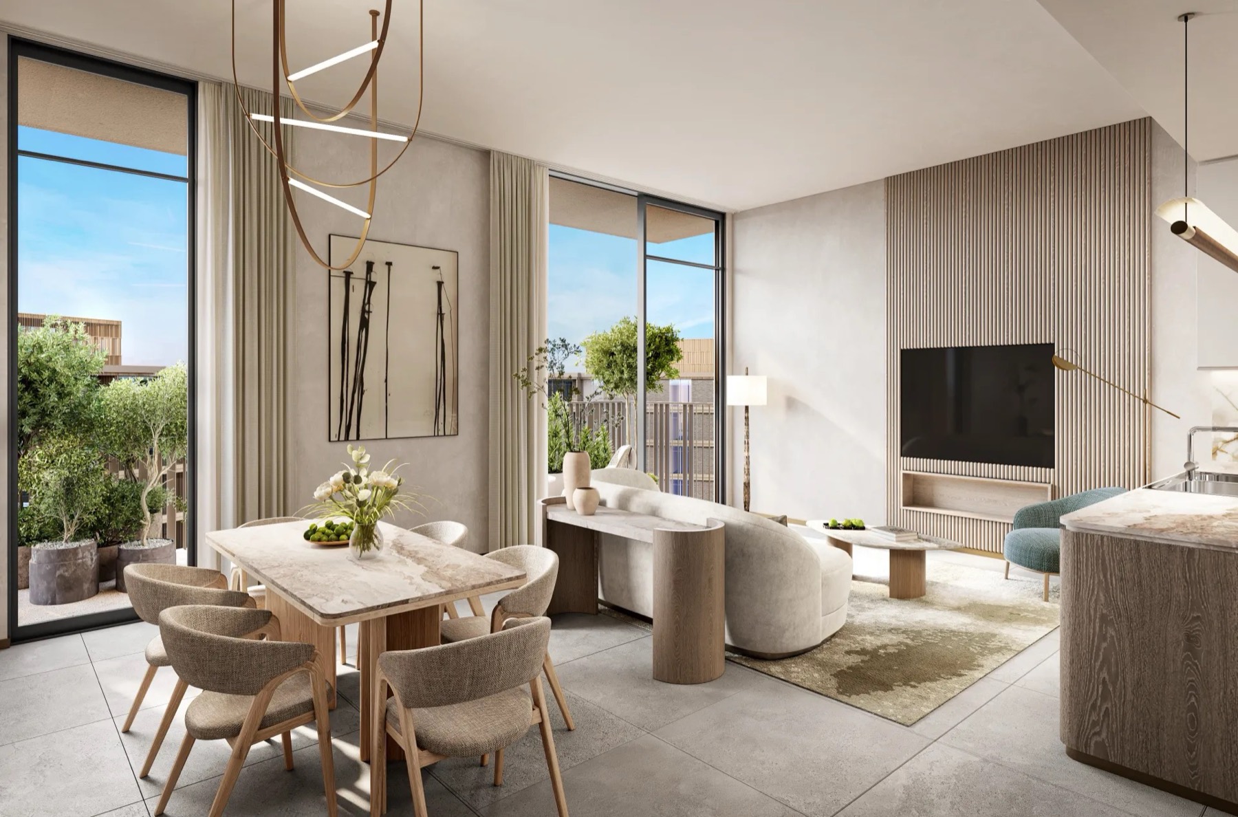 Three bedroom living room interior at Arancia
