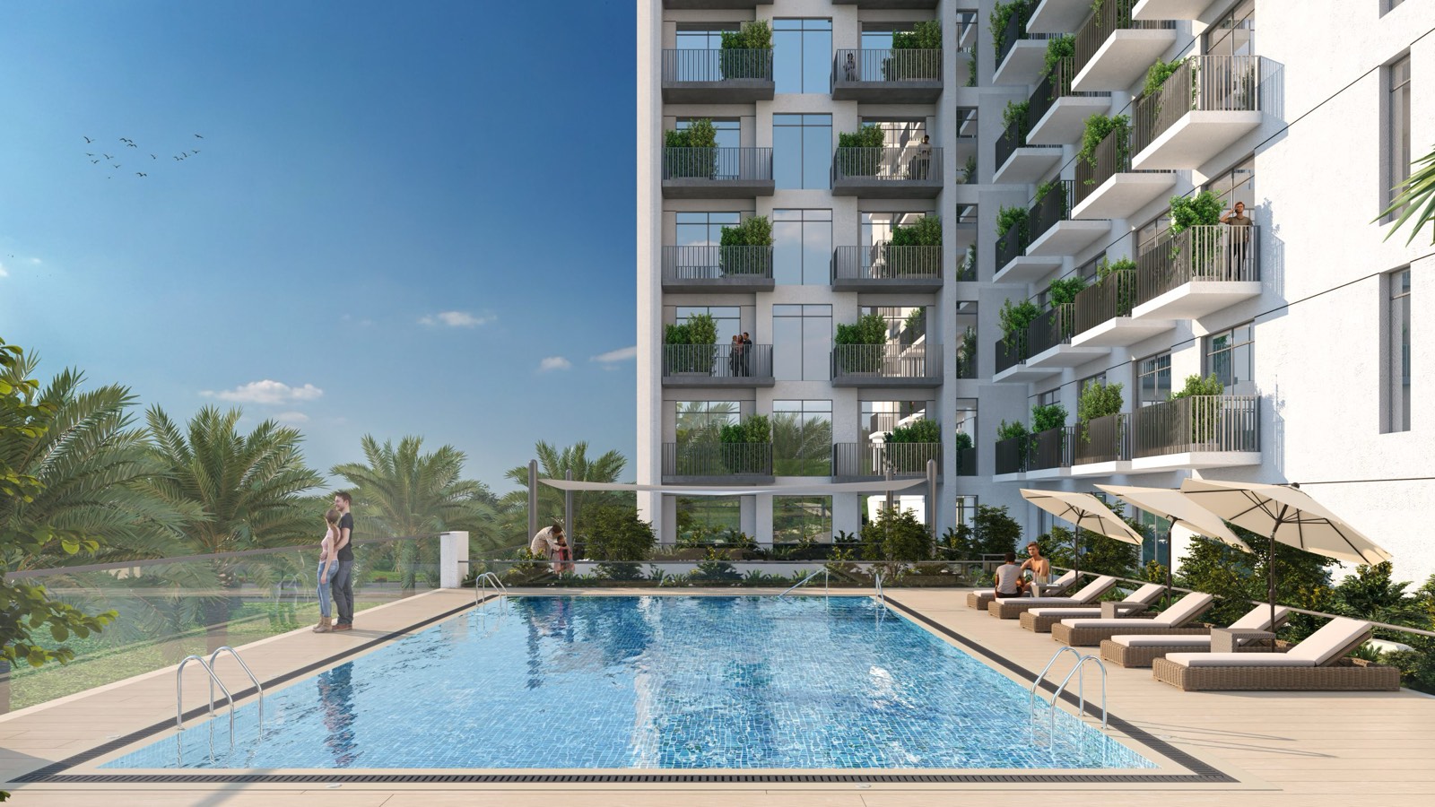 Azizi Jewel Al Furjan podium pool and residences