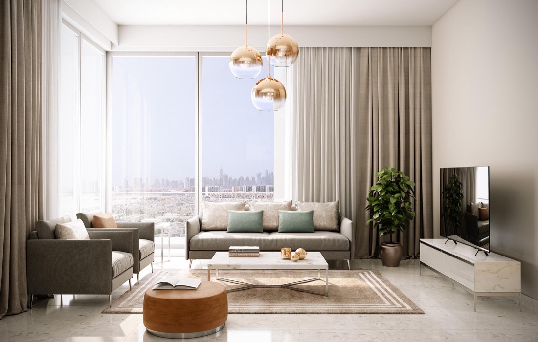Bright living room at Azizi Jewel