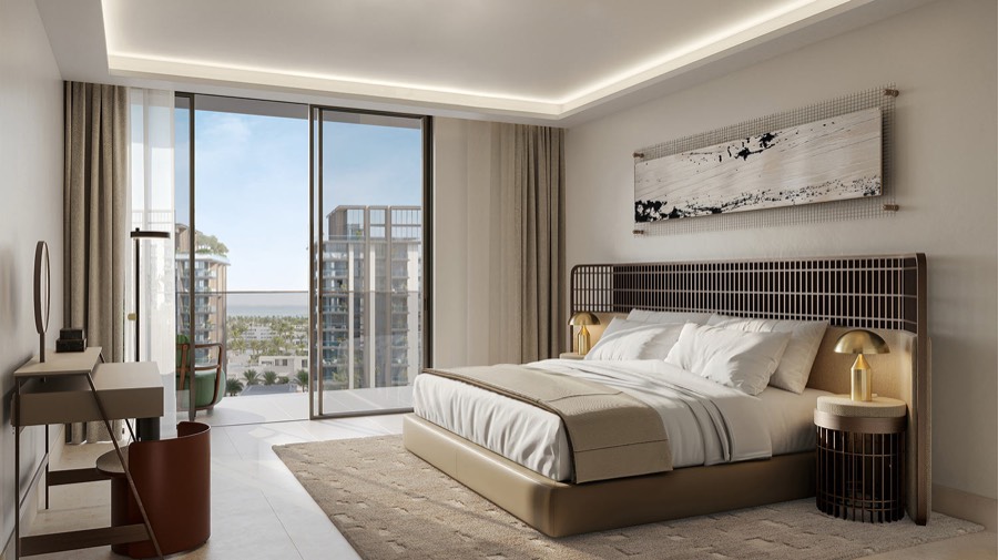 Bedroom with city views