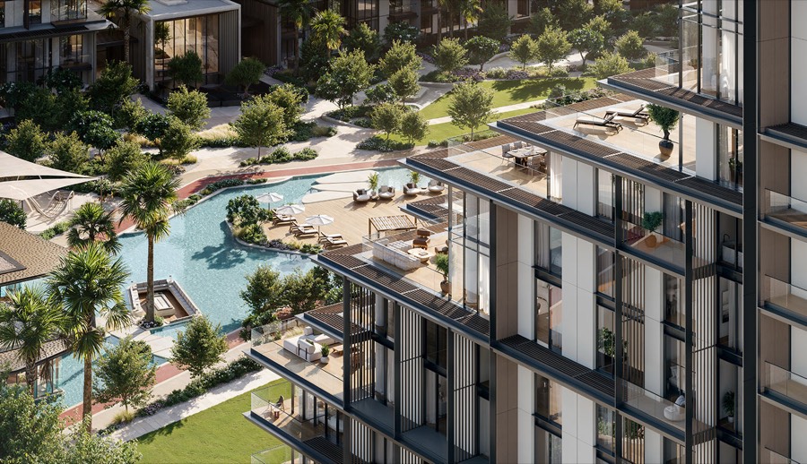 Resort-style pool between the residences