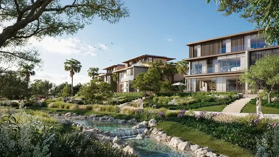 Villas overlooking landscaped streams and gardens