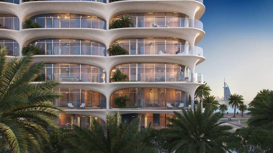 Ocean House by Ellington — balcony render looking over the Arabian Gulf