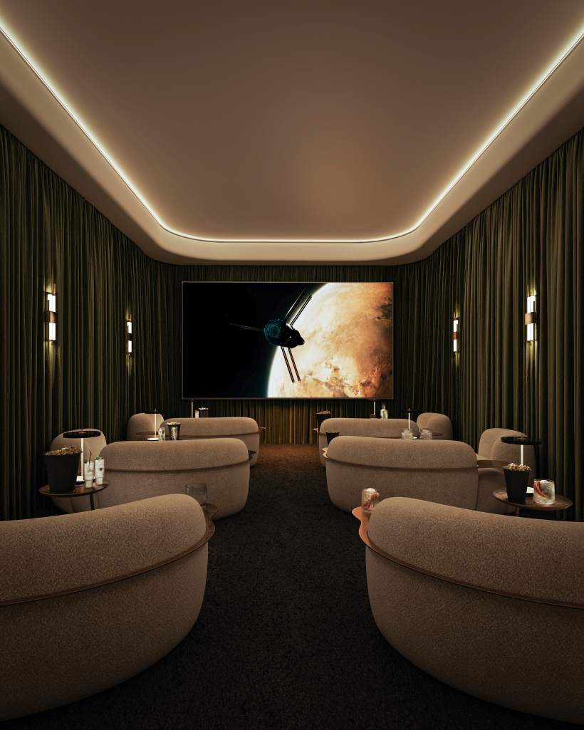 Ocean House by Ellington — private cinema room render