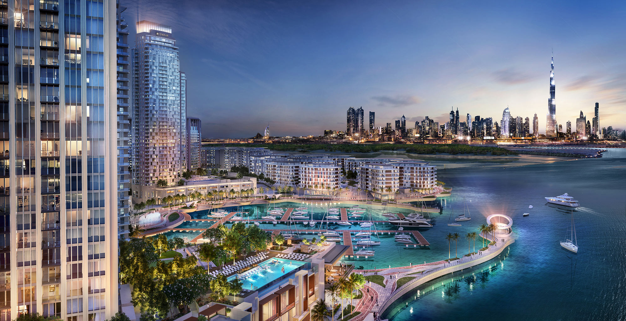 Dubai Creek Harbour by Emaar waterfront apartments, 9 live projects