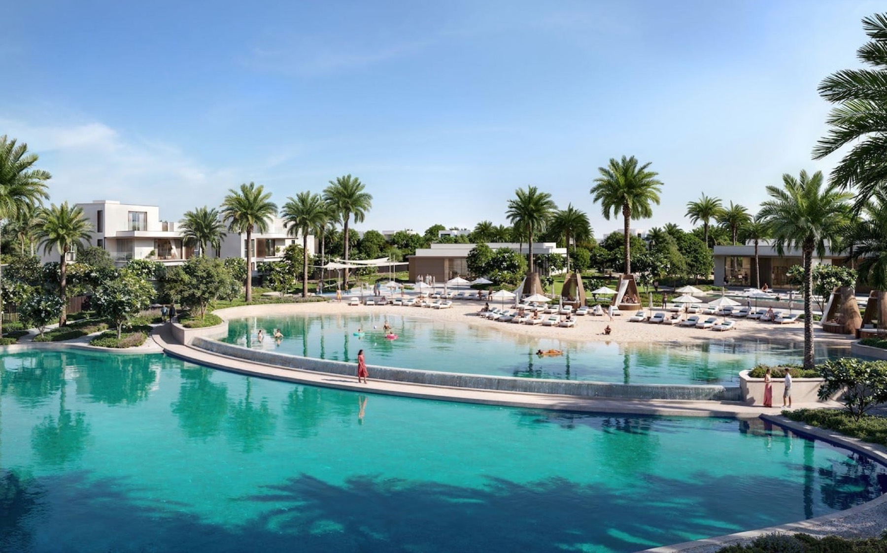 The Oasis by Emaar community lagoon and beach