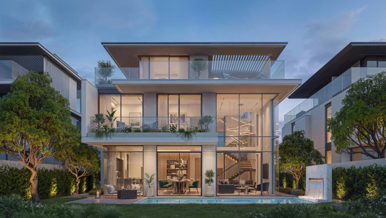 Signature villa rear render at Azizi Florence