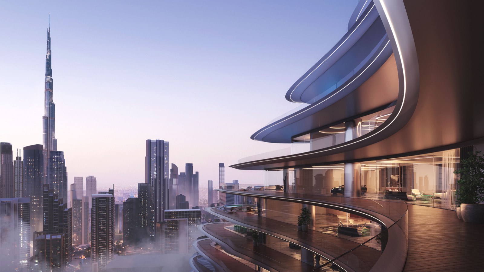 Bugatti Residences terrace with Burj Khalifa view
