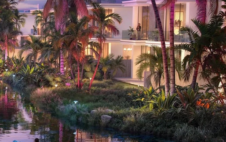 DAMAC Islands waterfront residence at dusk