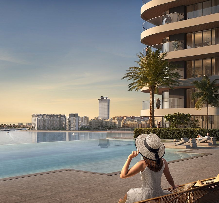 Emaar Beachfront Bayview infinity pool render