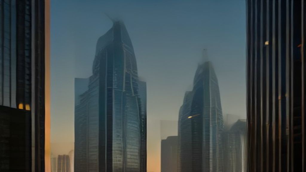 Dubai apartment building at golden-hour sunset with a set of owner keys resting on a signed lease agreement, symbolising landlord compliance with Dubai Shared Housing Law No. 4 of 2026