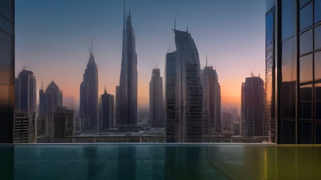 Modern Dubai residential apartment towers at dusk, the type of buildings covered by the 2026 shared housing law