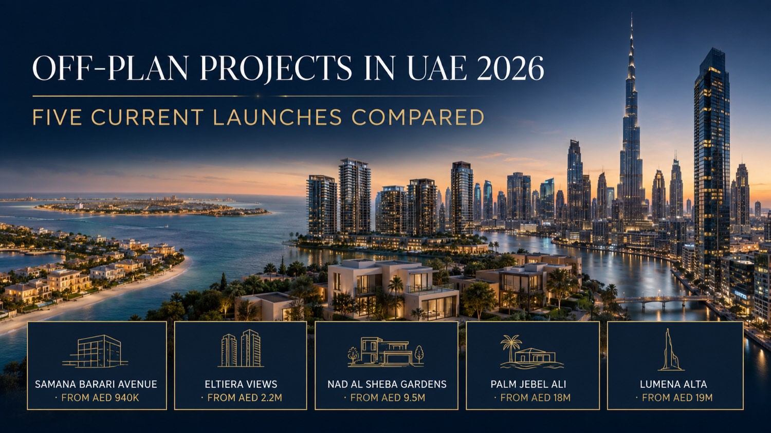 Off-Plan Projects in UAE 2026: Five Current Launches Compared, from AED 940K to Palm Jebel Ali