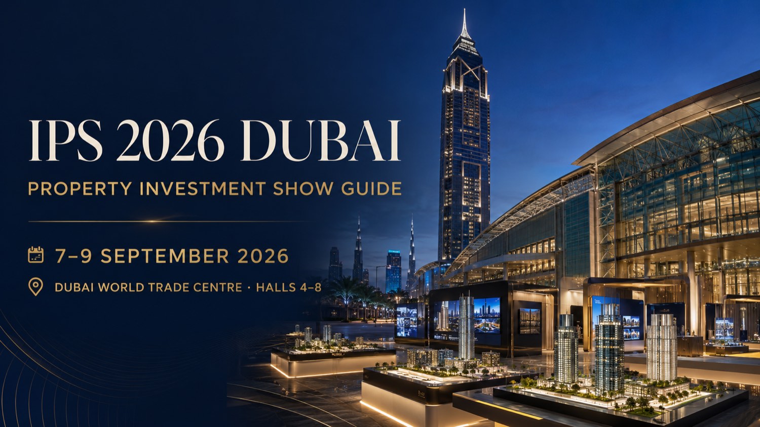IPS 2026 Dubai banner - Property Investment Show Guide, 7 to 9 September 2026 at Dubai World Trade Centre Halls 4 to 8