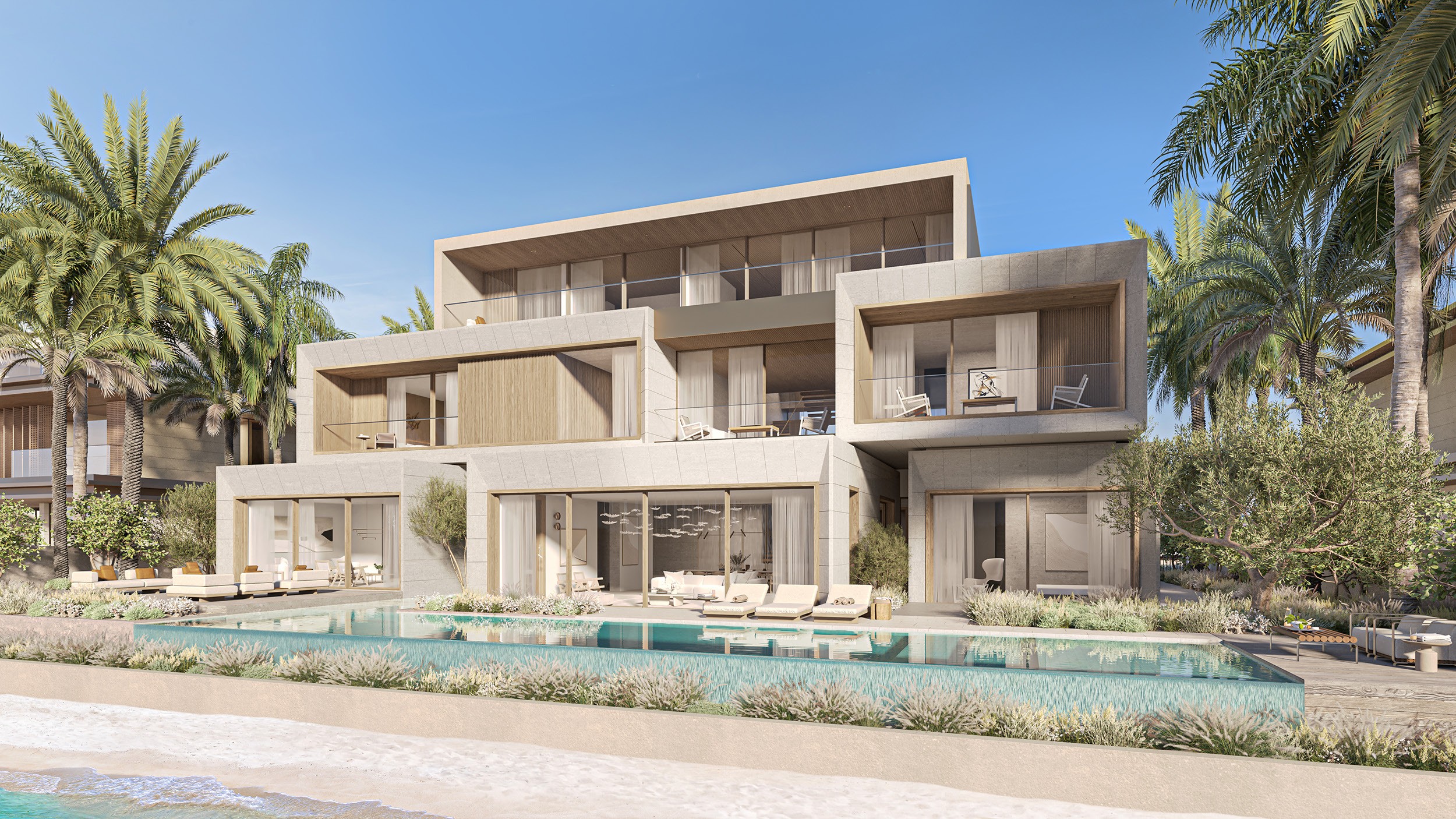 Coral Collection villa with private pool and palms on the beach